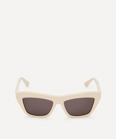 Shop Bottega Veneta Angled Cat-eye Sunglasses In Ivory-ivory-grey