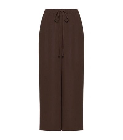 Shop Valentino Silk Wide-leg Trousers In Brown