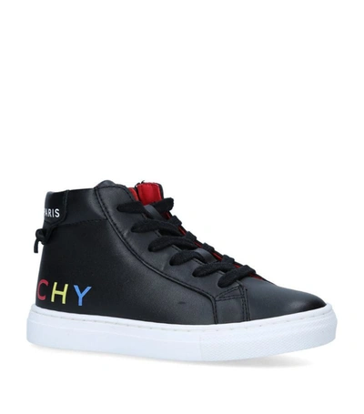 Shop Givenchy Kids Leather Logo High-top Sneakers In Multi