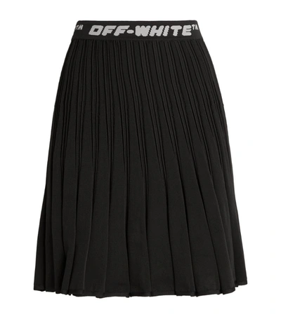 Shop Off-white Pleated Logo Mini Skirt In Black