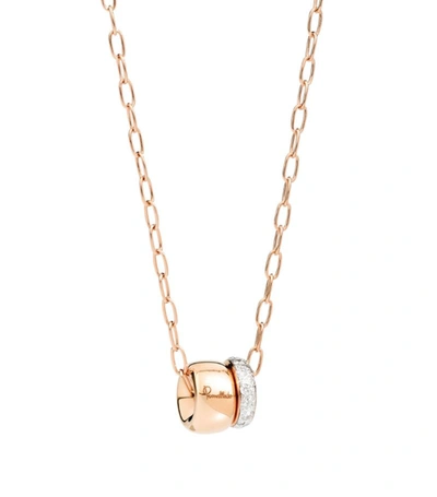 Shop Pomellato Rose Gold And Diamond Iconica Necklace