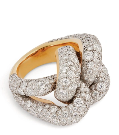 Shop Pomellato Rose Gold And Diamond Catene Ring In White