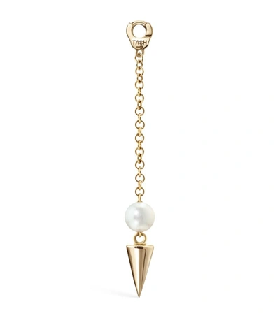 Shop Maria Tash Yellow Gold And Pearl Short Spike Pendulum Charm (20mm)