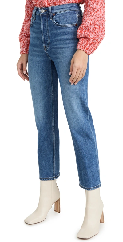 Shop Re/done 70s Stove Pipe Jeans In Dusted Blue