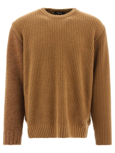 Shop Undercover Crewneck Ribbed Knit Jumper In Brown