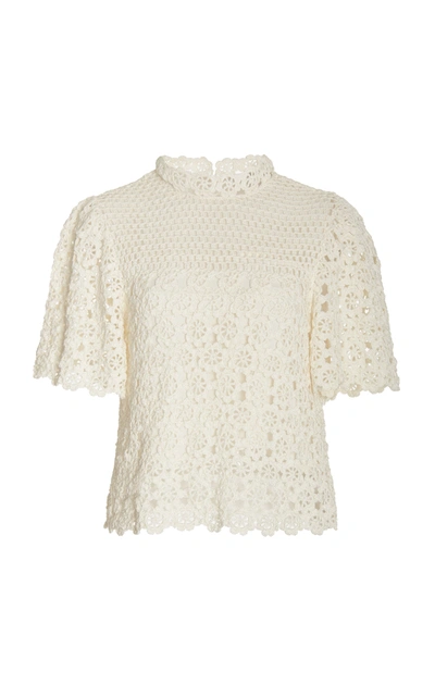 Carolina Herrera Women's Silk-crochet Top In White