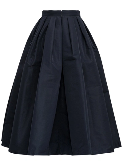 Shop Alexander Mcqueen Blue Pleated Skirt In Black