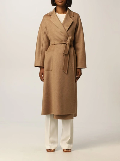 Shop Max Mara Labbro Cashmere Coat In Camel