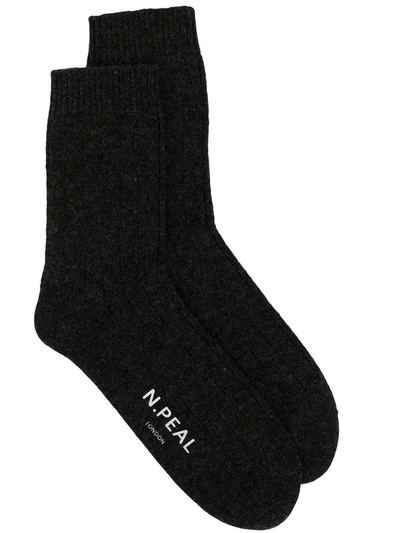 Shop N•peal Logo-detail Cashmere Socks In Grey