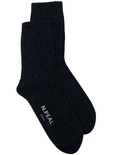 N•peal Logo-print Ankle-length Socks In Blue