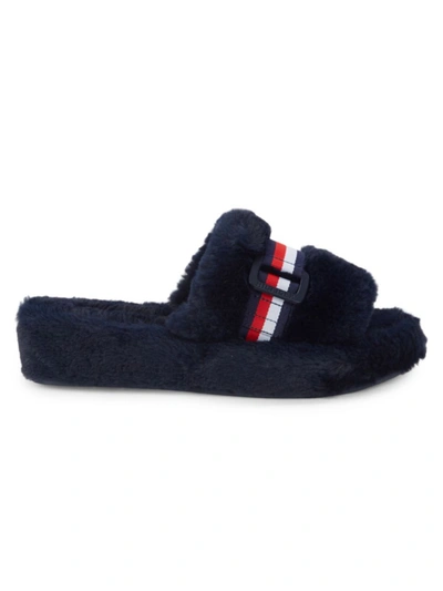 Tommy Hilfiger Women's Leisur Faux Fur Slides In Dark Blue | ModeSens