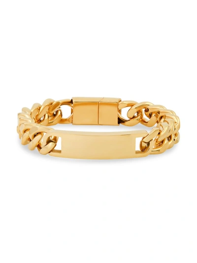 Shop Anthony Jacobs Men's 18k Goldplated Cuban Link Chain Id Bracelet In Neutral