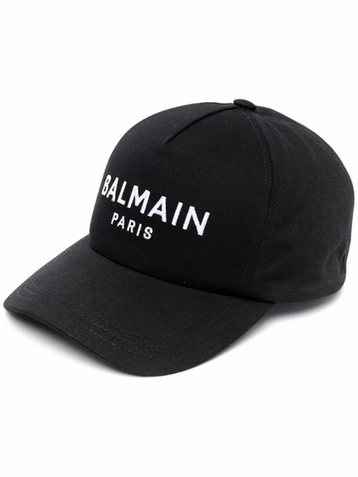 Shop Balmain Logo-embroidered Baseball Cap In Black