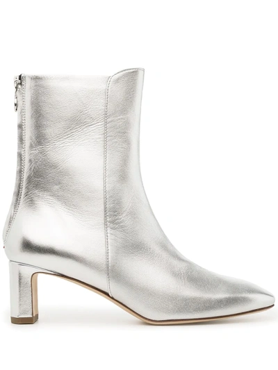 Aeyde Donna Metallic Leather Boots In Silver | ModeSens