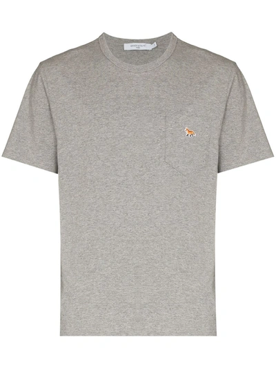 Shop Maison Kitsuné Fox Cotton T-shirt In Grey