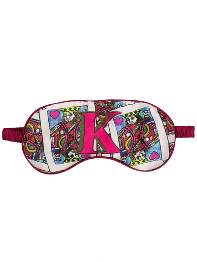 Shop Jessica Russell Flint K For King Alphabet-print Silk Eyemask In Red