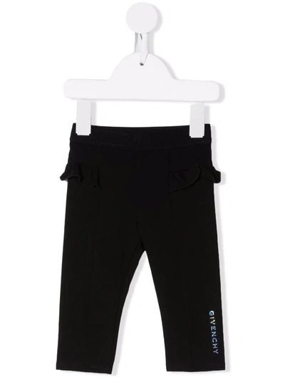 Shop Givenchy Logo-print Ruffle-detail Leggings In Black