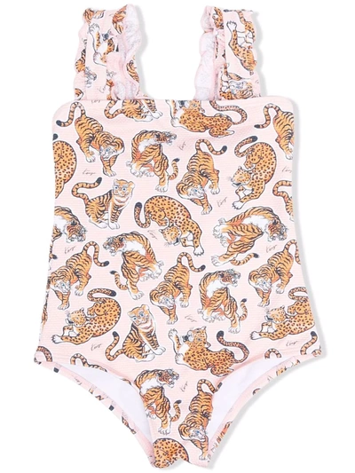 Shop Kenzo Tiger Logo-print One-piece Swimsuit In Pink