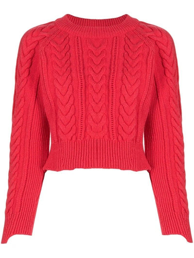 Shop Alexander Mcqueen Cable-knit Fitted Jumper In Red