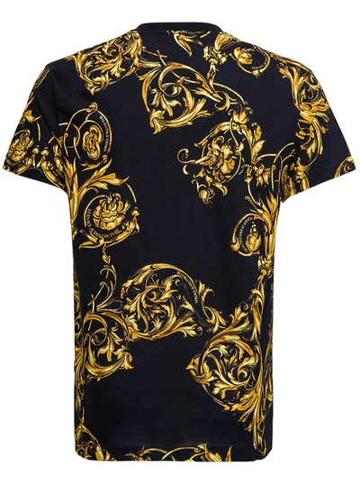 Shop Versace Jeans Couture Baroque Cotton Printed T-shirt In Black