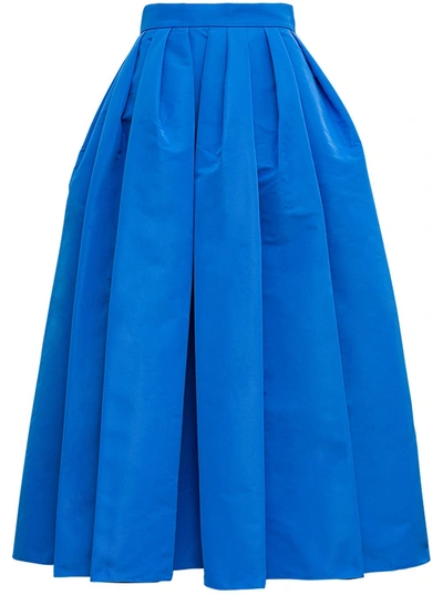 Shop Alexander Mcqueen Blue Pleated Skirt