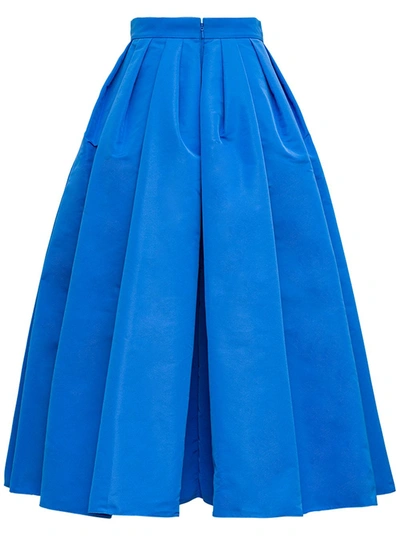 Shop Alexander Mcqueen Blue Pleated Skirt