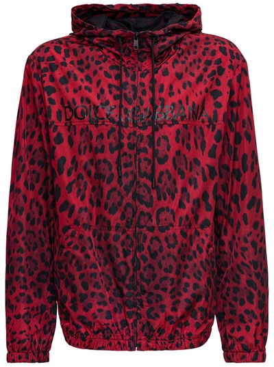 Shop Dolce & Gabbana Red Nylon Animal Print Jacket