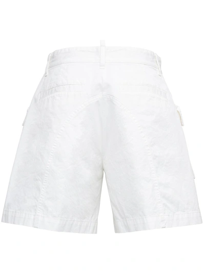 Shop Dsquared2 White Cotton Cargo Bermuda Shorts With Pockets