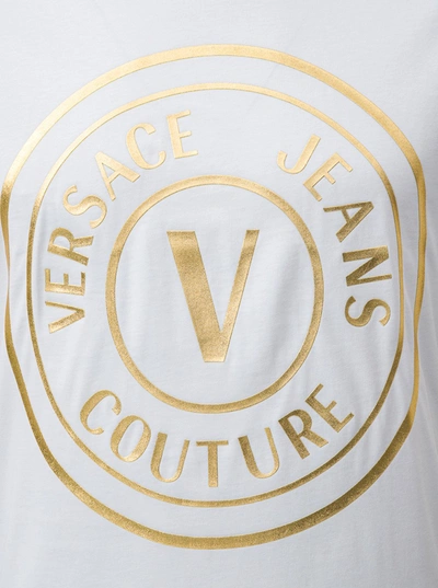 Shop Versace Jeans Couture White Cotton T-shirt With Logo Print