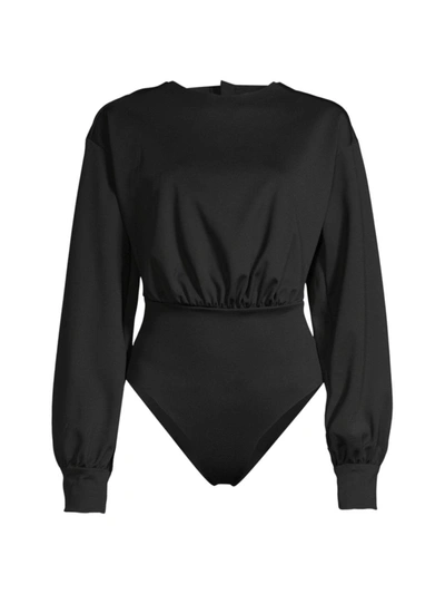 Shop Agua Bendita Erin Long-sleeve Bodysuit In Black