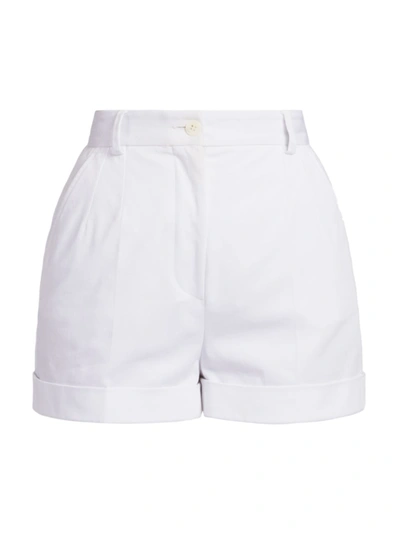 Shop Dolce & Gabbana Women's Rolled Cuff Shorts In Bianco Ottico