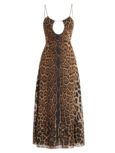 Shop Saint Laurent Leopard Print Midi-dress