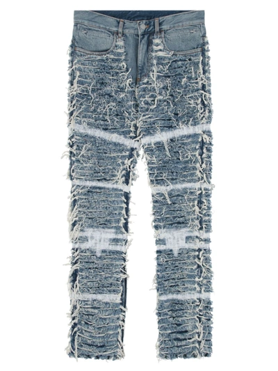 Shop Alyx Blackmeans Fringe Straight-leg Jeans In Light Blue