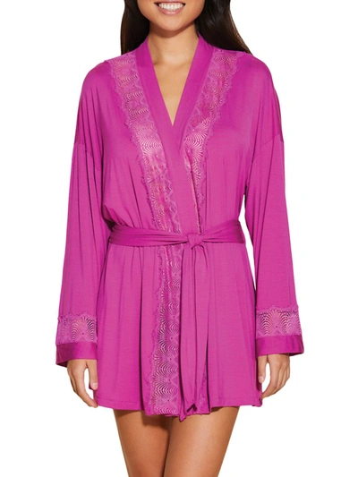 Shop Cosabella Women's Allure Lace-trim Robe In Cape Fuchsia