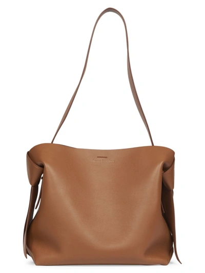 Shop Acne Studios Women's Musubi Midi Leather Shoulder Bag In Camel Brown