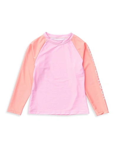 Shop Snapper Rock Little Girl's & Girl's Colorblock Long-sleeve Rash Top In Neutral