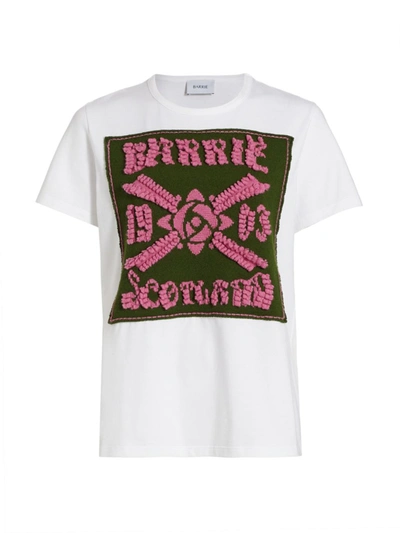 Shop Barrie Emily In Paris Cashmere Logo Patch T-shirt In Fig Leaf Starlet