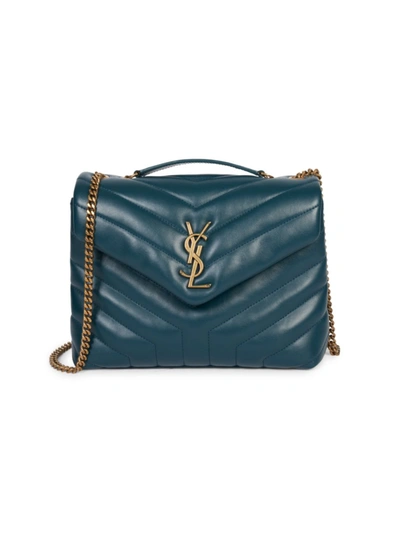 Shop Saint Laurent Women's Small Loulou Matelassé Leather Shoulder Bag In Sea Turquoise