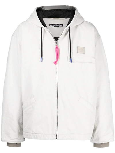 Shop Acne Studios Logo-patch Hooded Jacket In White