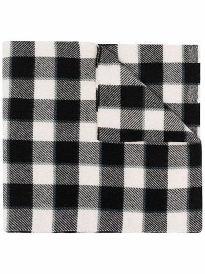 Shop Acne Studios Checked Wool Scarf In Black