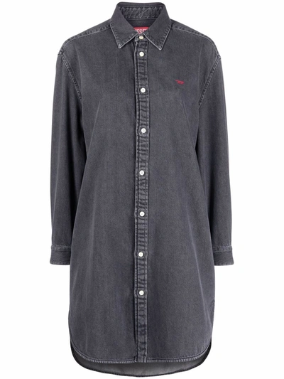 Shop Diesel De-blex Denim Shirt Dress In Grey