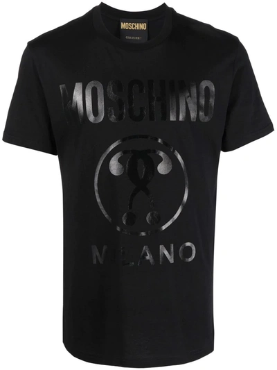 Shop Moschino Double Question Mark Logo-print T-shirt In Black