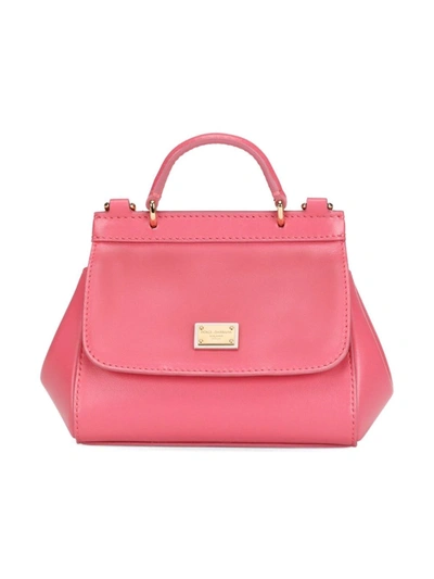Shop Dolce & Gabbana Sicily Leather Shoulder Bag In Pink