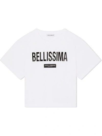 Shop Dolce & Gabbana Bellissima Logo-print T-shirt In White