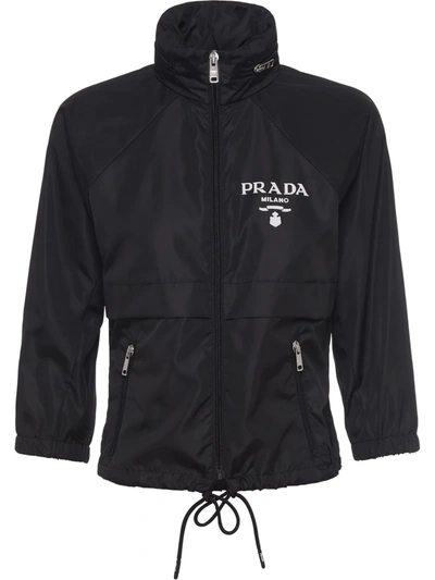 Shop Prada Re-nylon Logo-print Jacket In Black