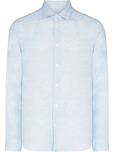 Shop Orlebar Brown Giles Buttoned Shirt In Blue
