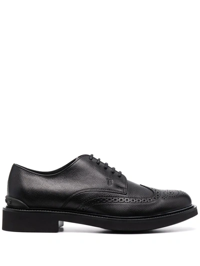 Shop Tod's Wingtip Leather Lace-up Shoes In Black