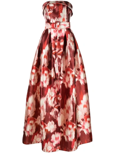 Shop Sachin & Babi Brielle Ikat-print Gown In Red