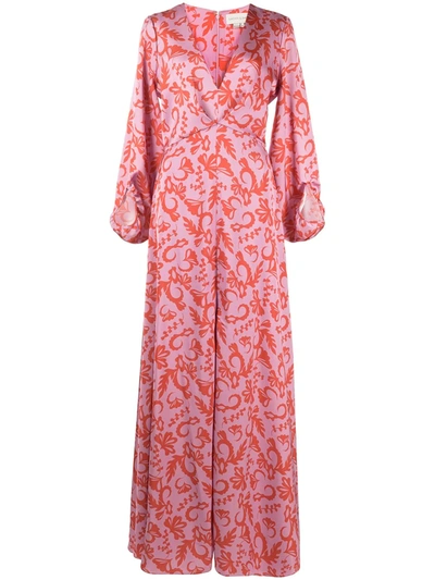 Shop Sachin & Babi Jenny Aztec Floral-print Gown In Pink