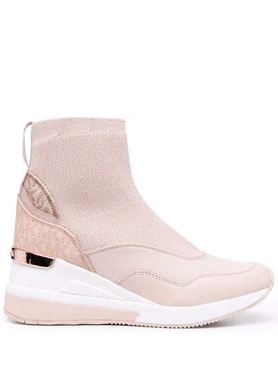 Shop Michael Michael Kors Logo Sneaker Boots In Pink